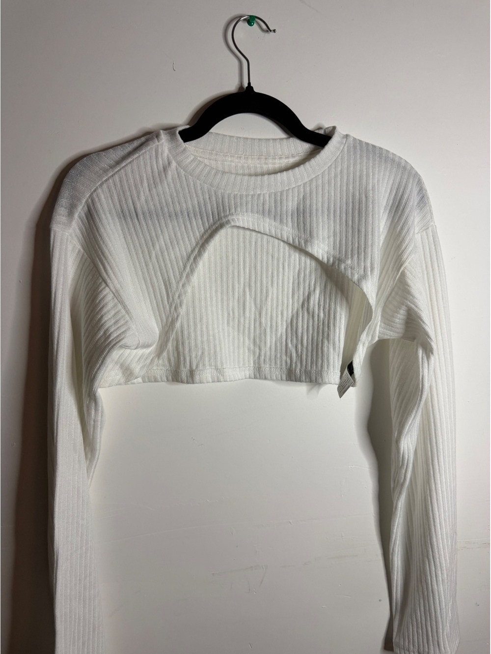 White Ribbed Long Sleeve Cropped Top [COPY]